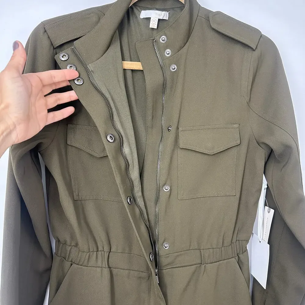 NWT Anthropologie Harlyn jumpsuit size XS army green military flight suit - Picture 5 of 15